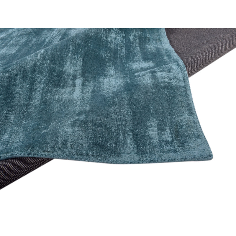 Shine Solid Colour Hand Woven Hand Loomed Teal Area Rug, Rectangle 85 x 155cm