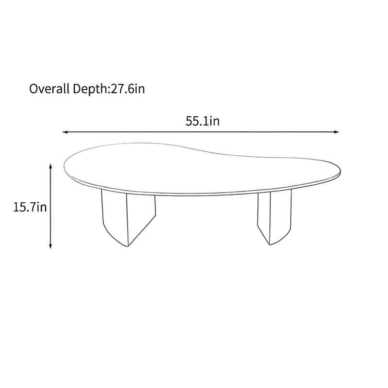 Table basse de salon simple de luxe, Noir, H 15,7 po x L 55,1 po x l 27,6 po