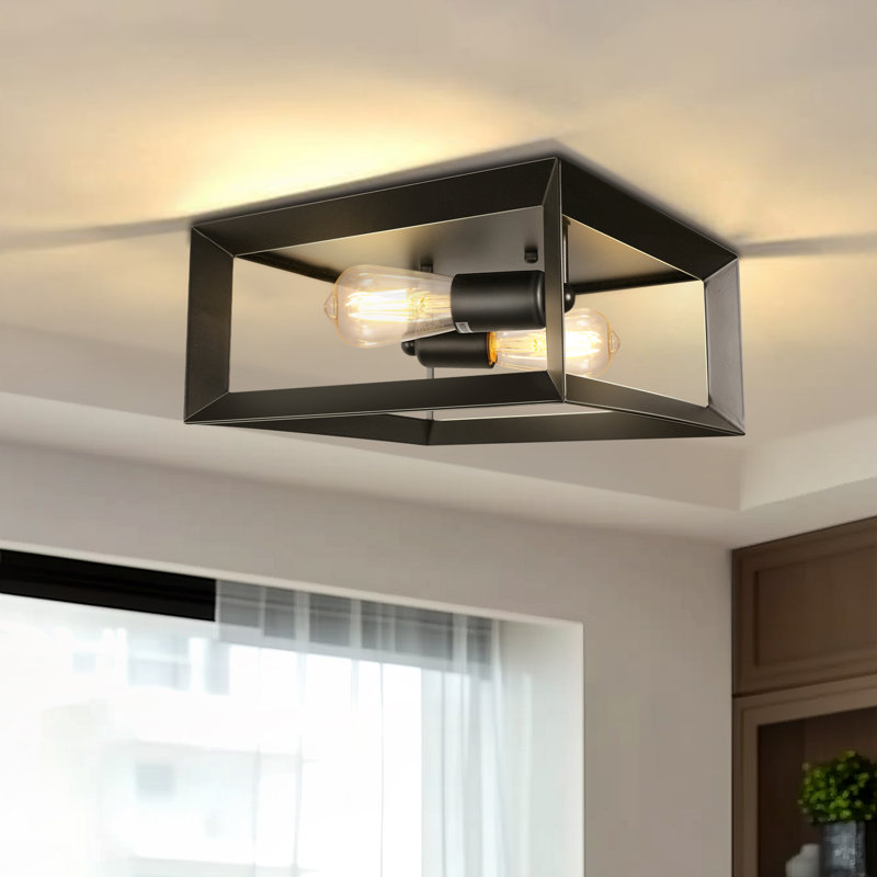 Plafonnier encastré carré 2 lumières 2 lumières, Noir mat