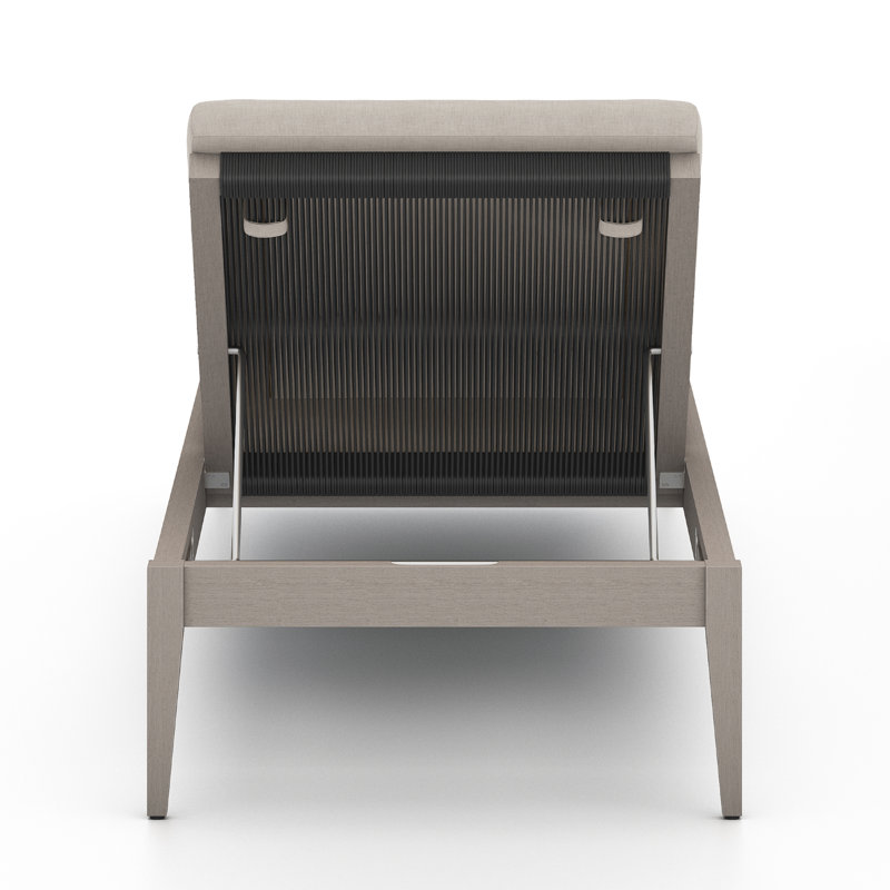 Sherwood Outdoor Teak Chaise Lounge, Faye Sand, Weathered Gray/Gray