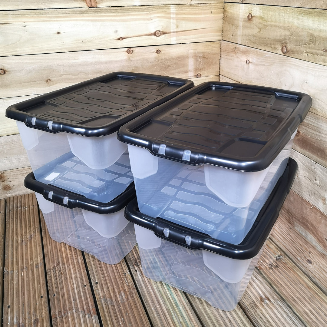 Samuel Alexander Unisex White X 42L Clear Storage Box With Black Lid, Stackable & Nestable Design Storage Solution In Size 4 - Image 4