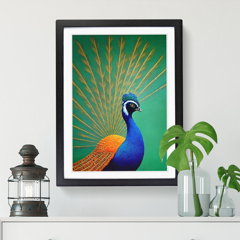 Peacock Vol.1 - Single Picture Frame Painting, Black, 34cm H x 25cm W x 2cm D