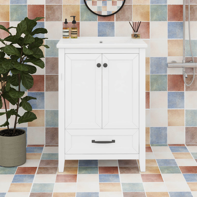 Armoire de salle de bain avec tiroir et portes