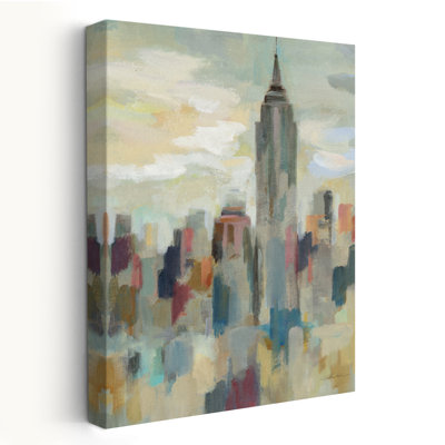 New York Impression - Abstract Beige Blue Cityscape