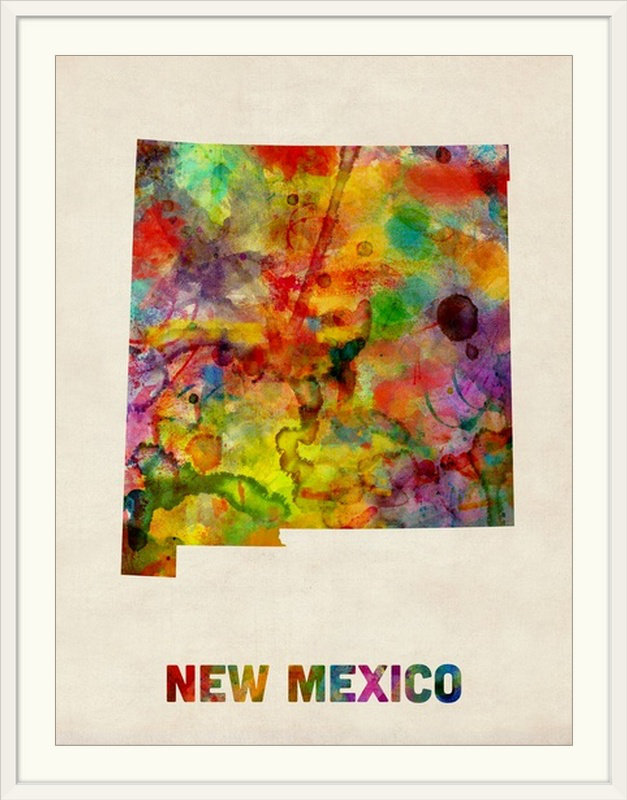 Francy " New Mexico Watercolor Map " by Michael Tompsett Ebern Designs 