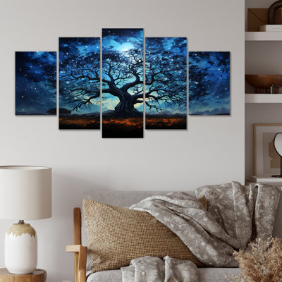 «Blue Afrique Serengeti Tree I», art mural arbre africain