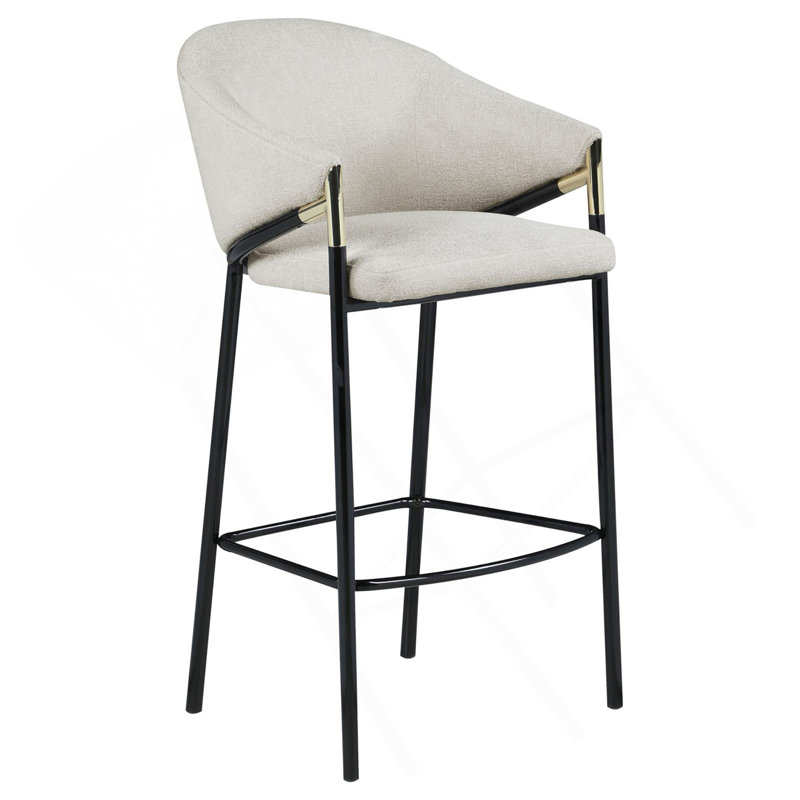 Ensemble de 2 tabourets de bar beige et noir brillant