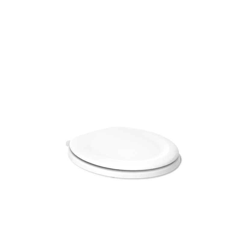 Stonewood Quiet-Close Compression-Molded Wood Toilet Seat, White, Round