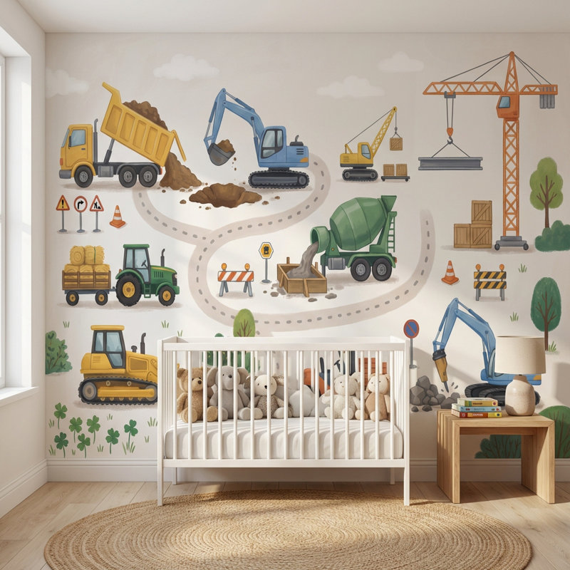 Murale amusante Shades Of Green, 100 po x 96 po, Peler et coller