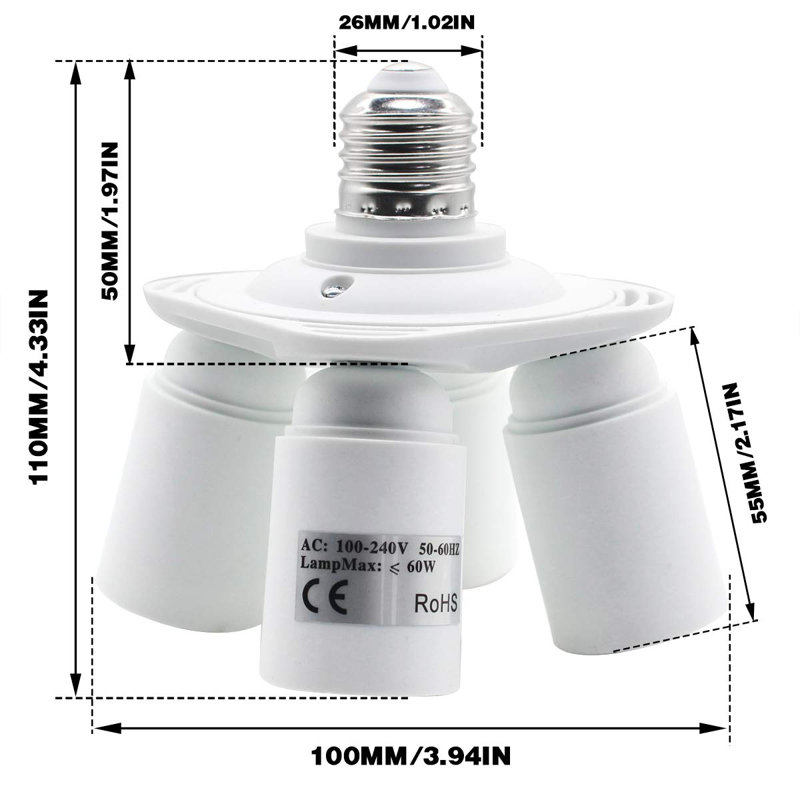 Diviseur de douille 1 lumière standard 4 en 1 E27