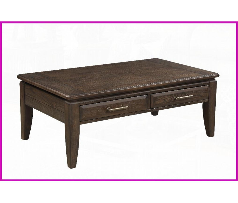 Table basse traditionnelle en acajou foncé avec deux tiroirs de rangement Glissières latérales lisses