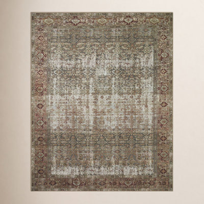 Georgie Oriental Moss/Salmon Area Rug