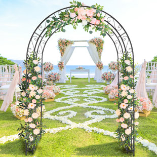 Archway flowers on fishing line  Garden arch, Archway, Outdoor structures