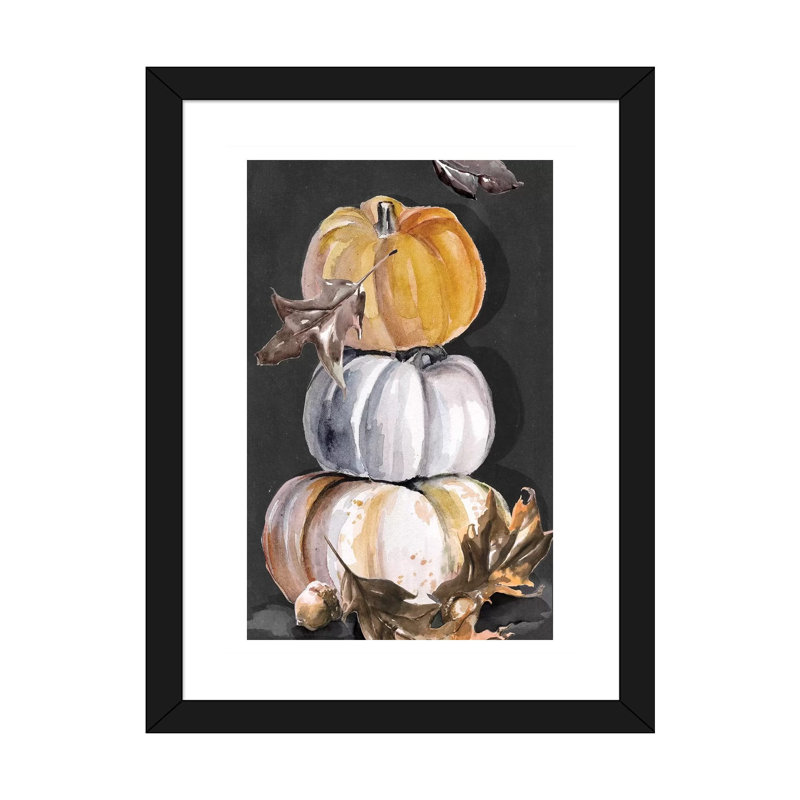 Reproduction d’art « Harvest citrouilles collection B » par Jennifer Paxton Parker, H 24 po x l 16 po x P 1 po, Blanc