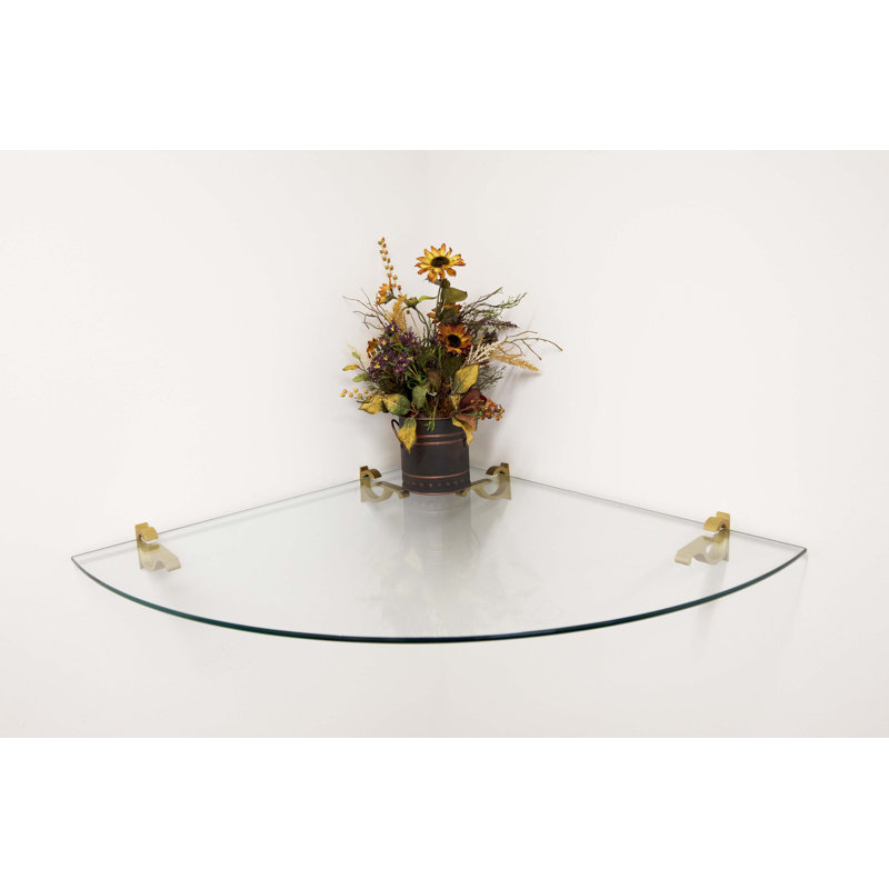 Tablette d'angle en verre Arriella, Laiton