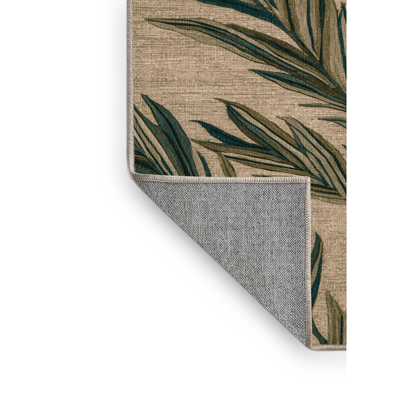 Tapis botanique brun lavable à la machine, Rectangle 3 pi x 5 pi