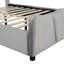 Lit plateforme tapissier en velours gris - Style polyvalent et sensation de confort moderne-1112836324
