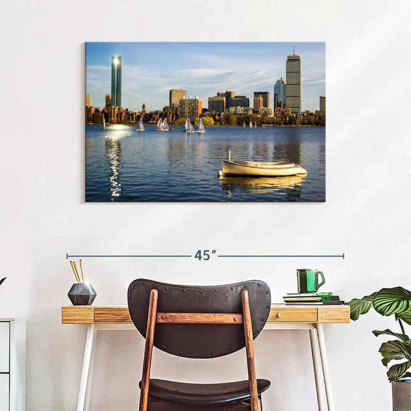 Busy Boston Harbor, 26" H x 39" W