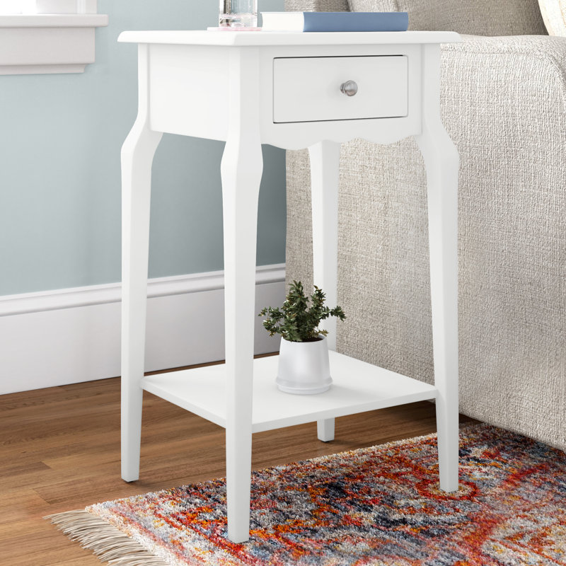 Hague End Table with Storage, White