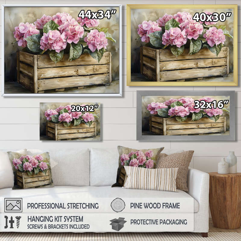 Drishty - Floral Wall Art, Single Picture Framed Print, 30" H x 40" W, Black