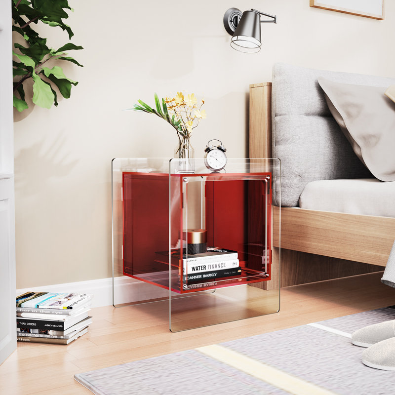 Samuelsson Acrylic Side Table, Nightstand Bedside Table, Red