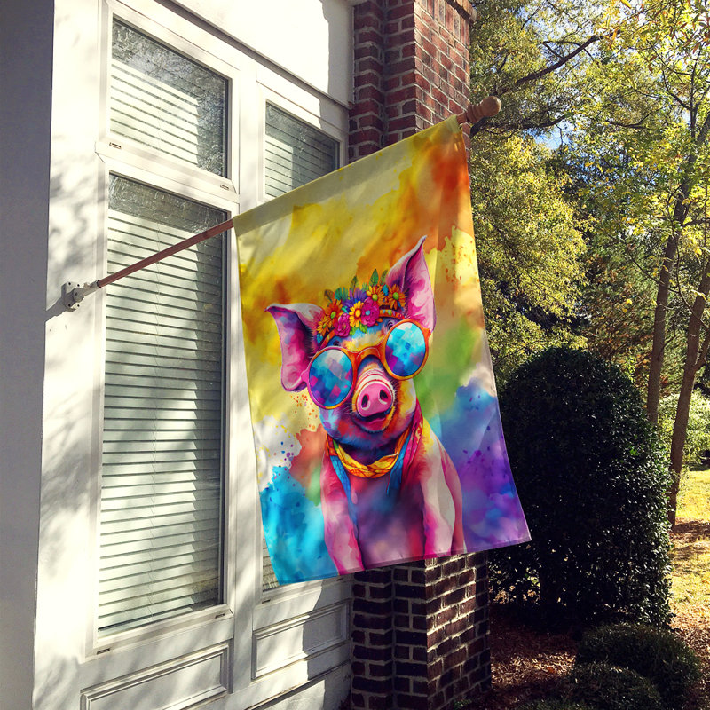Drapeau de maison de cochon hippie