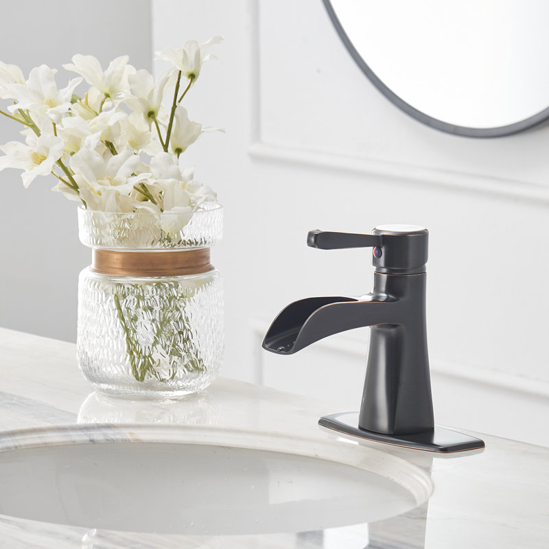Robinet de salle de bains monotrou avec ensemble de drainage, Bronze huilé