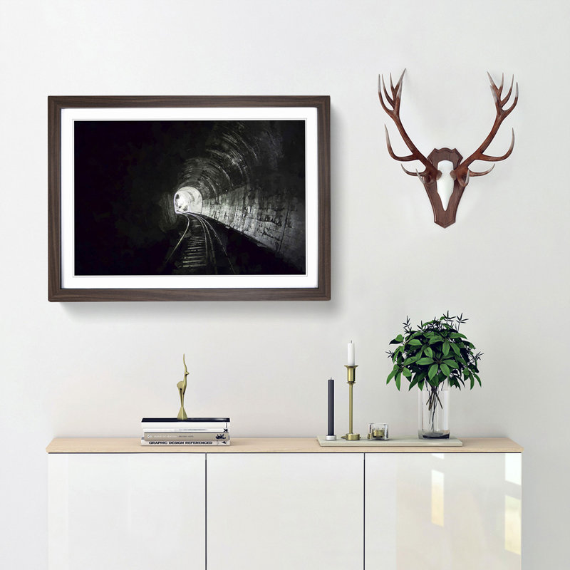Train Railway Tunnel in Abstract- Picture Frame Graphic Art Print, Walnut, 35cm H x 50cm W x 2cm D
