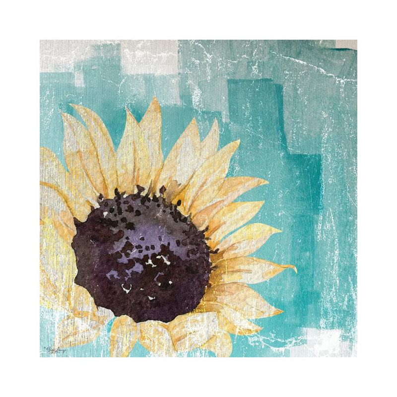 Sunflower Teal by Gigi Louise - Wrapped Canvas Painting, 66.04 cm H x 66.04 cm W x 1.91 cm D