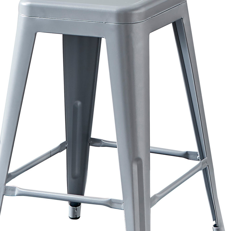 Kendraya Rustic Country Metal Bar & Counter Stool, Counter Stool (24” Seat Height, Silver, Silver