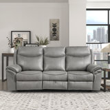 Bayshore 88.5"W Pillow Top Faux Leather Pull Tab Reclining Sofa