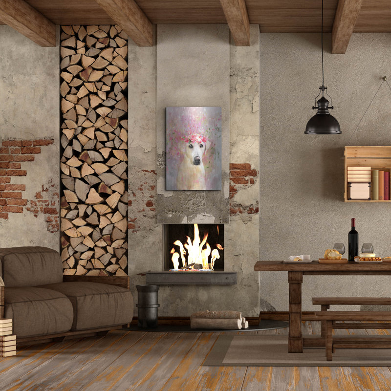 Art mural en métal Red Barrel Studio® «Flower Crown Labrador Retriever» par Furbaby Affiliates, H 36 po x l 24 po