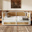 Lit de jour simple en rotin blanc antique - 2 tiroirs de rangement