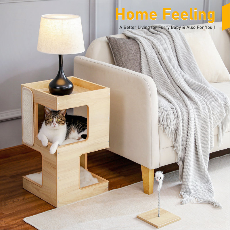 Mobilier d'intérieur multi-niveaux pour chat moderne, Beige