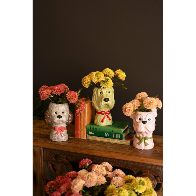  Ensemble de 3 vases pour chien en céramique - H 9 po