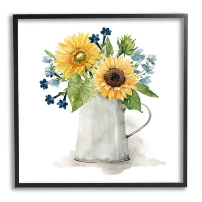 " Vivid Summer Blooms Rustic Country Jug Vase "