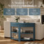 Console décorative - Design en demi-lune cannelée avec tiroir et 2 tablettes ouvertes-1582258248-1582258251-1582258255