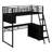 Ashvith Twin Size Metal Loft Bed With LED, Desk And 4 Storage Shelves