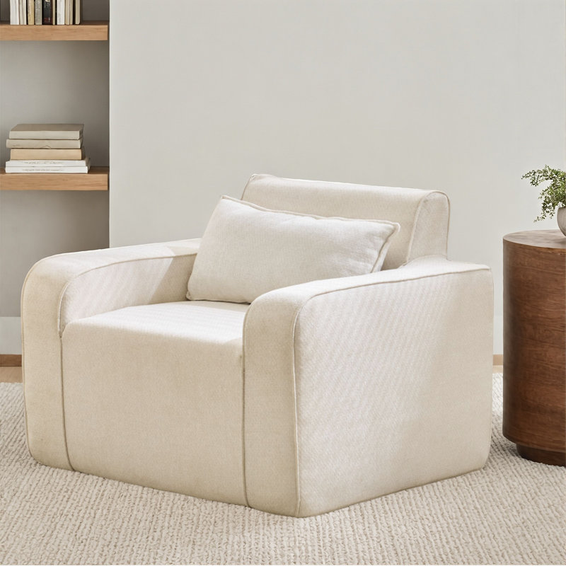 Boneless Sofa, 37'' Wide Oversized Accent Chair Set Of 1, Chenille Mid Century Modern Armchair For Living Room Bedroom, Comfy Accent Chair Single Sofa