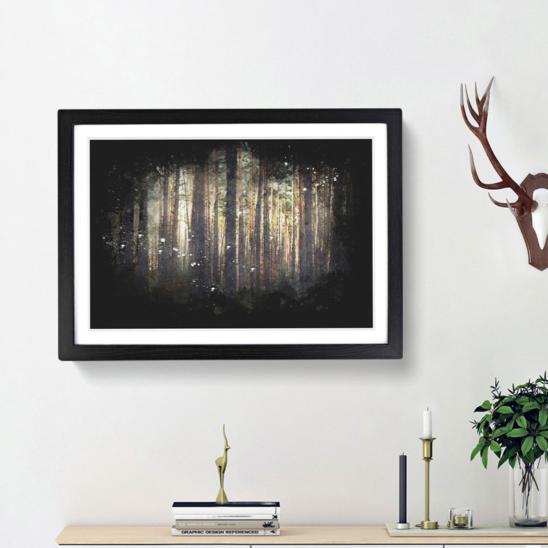 Pine Tree Forest in Spring - Picture Frame Graphic Art Print, 45cm H x 63cm W x 2cm D, Black Framed