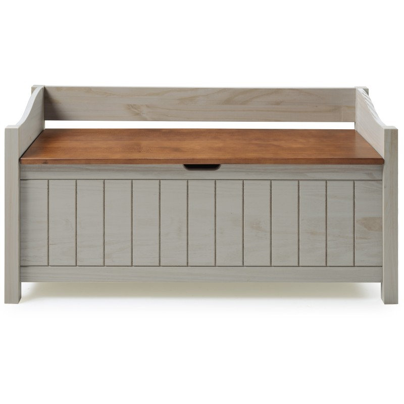 Wood Storage Bench, Grey