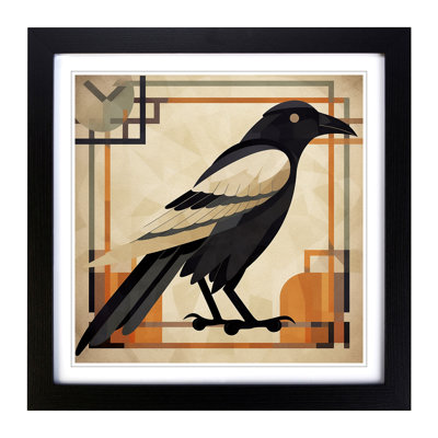 Crow Art Deco No.1 - Single Picture Frame Print on Wood