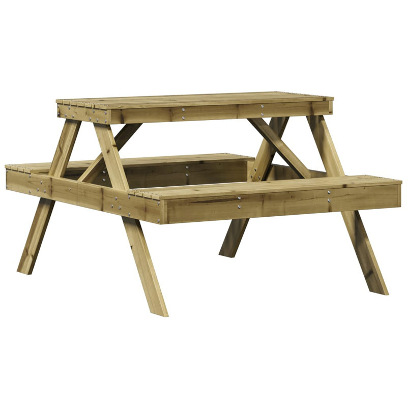 Raemoore Rectangular Outdoor Picnic Table , cm W cm D, Brown, 75cm H x 134cm W x 105 cm L