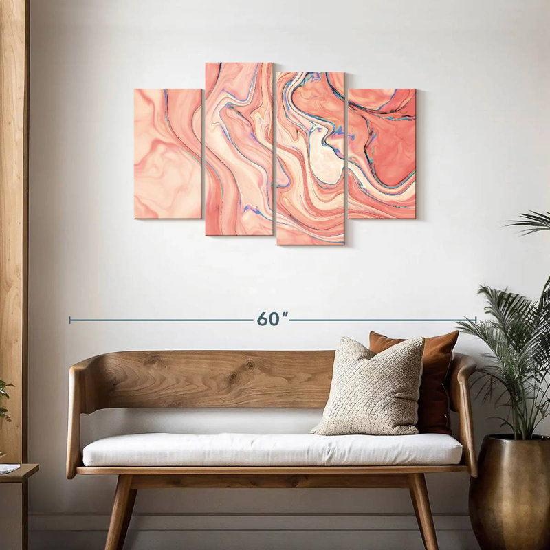 Avery rose abstrait, H 27 po x l 43 po