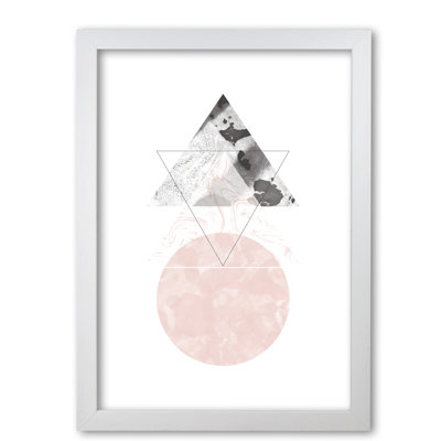 Black And Pink Marble Abstract Triangle And Circle - Print