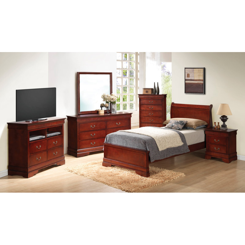 Lit simple en bois, Cerisier, Lit simple