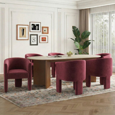 Bucket-Shaped Velvet Armchair For Dining