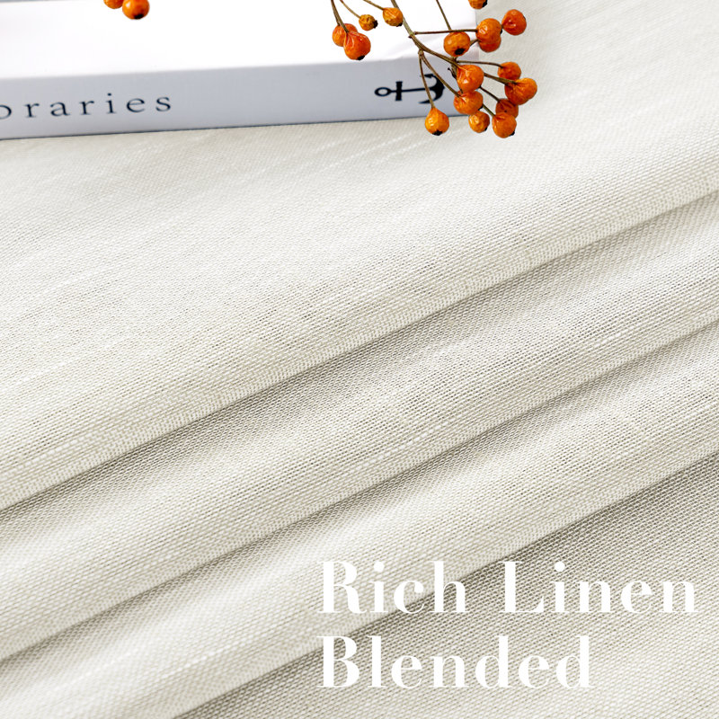 Linen Blended Textured Semi-Sheer Grommet Curtains - 37"/52" Widths Semi-Private & Light-Filtering Linen-Style Panels for Bedroom 