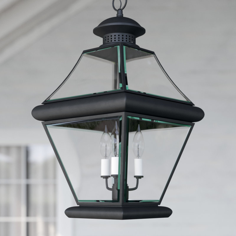 Lanterne suspendue d'extérieur à 3 ampoules Bientot H 19,5 po, Noir mystique