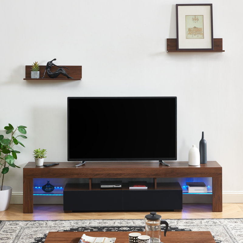 Meuble télé pour téléviseur Ayluardo, Noyer foncé / noir